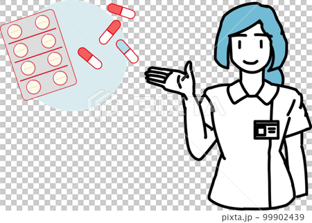 処方箋_薬の説明をする医療従事者女性 処方箋_薬の説明をする医療従事者女性 99902439