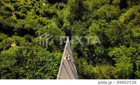 A man stay in Skywalk platform of Hallstatt, Hallstatter See of Austria 99902536