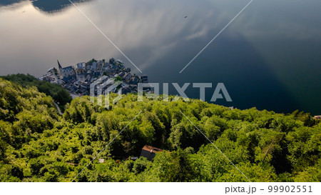 Top view of Hallstatt village, Hallstattsee lake in Austria, beautiful nature of Austria  99902551