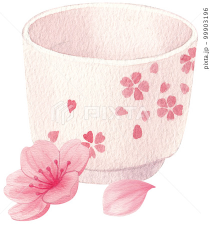 Cherry blossom dessert watercolor png element 99903196