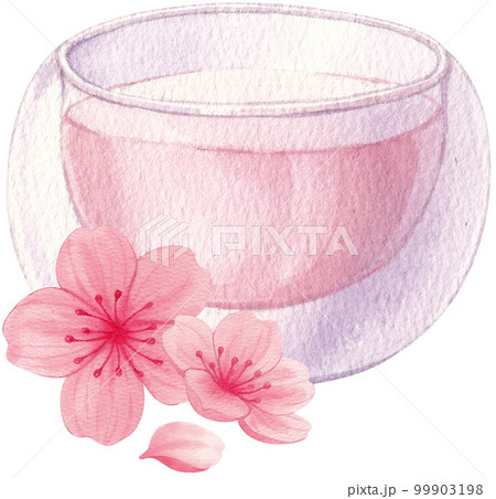 Cherry blossom dessert watercolor png element 99903198