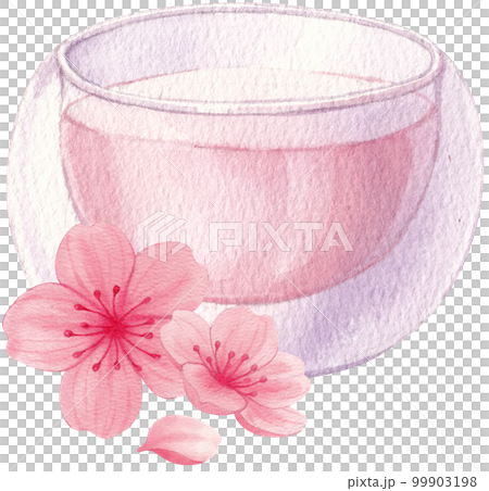 Cherry blossom dessert watercolor png element 99903198