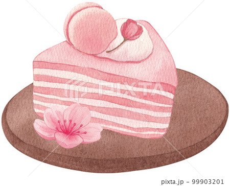 Cherry blossom dessert watercolor png element Cherry blossom dessert watercolor png element 99903201