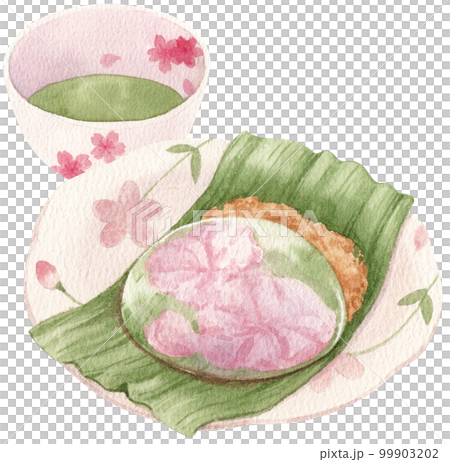 Cherry blossom dessert watercolor png element Cherry blossom dessert watercolor png element 99903202