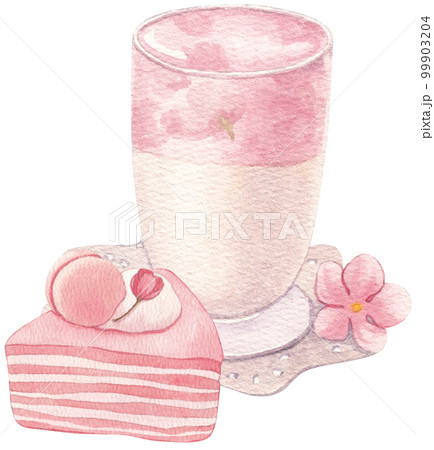 Cherry blossom dessert watercolor png element Cherry blossom dessert watercolor png element 99903204