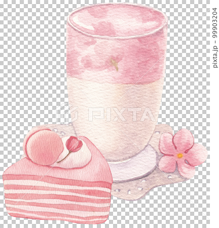 Cherry blossom dessert watercolor png element Cherry blossom dessert watercolor png element 99903204