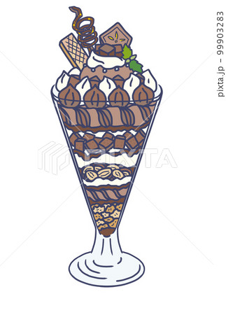 チョコレートパフェのイラスト(カラー・文字入れ用) (修正版)  99903283