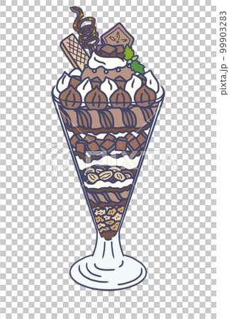 チョコレートパフェのイラスト(カラー・文字入れ用) (修正版)  99903283