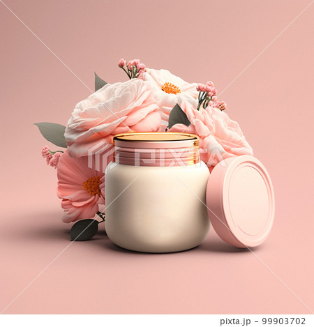 Composition of white plastic tubes for cosmetic products placed on pink background. Composition of white plastic tubes for cosmetic products placed on pink background. 99903702