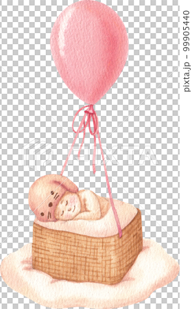 Newborn Baby Girl gift. Watercolor hand drawn illustrations with pink elements for baby shower isolated on white background. Newborn Baby Girl gift. Watercolor hand drawn illustrations with pink elements for baby shower isolated on white background. 99905440