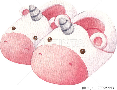 Newborn Baby Girl gift. Watercolor hand drawn illustrations with pink elements for baby shower isolated on white background. 99905443