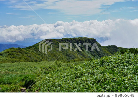 狩場山頂からの南狩場山と草原 99905649