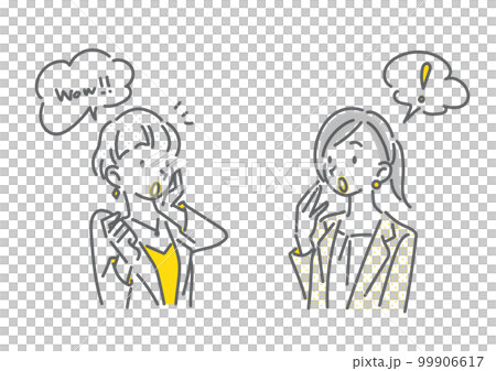 Two business women having a conversation Simple and stylish line drawing illustration 99906617