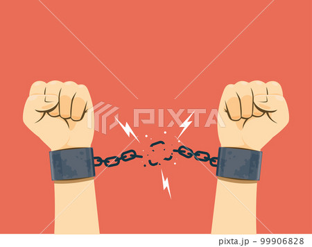 Two hand with the Broken Chain. Isolated Vector Illustration. Two hand with the Broken Chain. Isolated Vector Illustration. 99906828