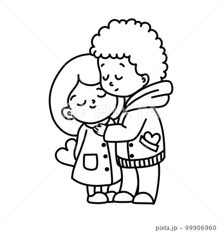 stick figure couple with heart shaped above 99906960