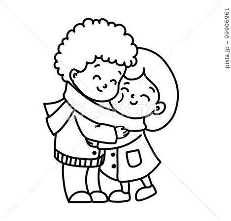 stick figure couple with heart shaped above 99906961