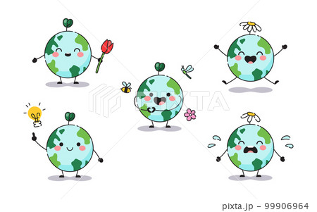 Earth hour day stickers. Cute cartoon planets earth with flowers, heart symbol, smile, tears, plants. Cute modern vector icons for stickers, posters, web banners, posts. Earth hour day stickers. Cute cartoon planets earth with flowers, heart symbol, smile, tears, plants. Cute modern vector icons for stickers, posters, web banners, posts. 99906964