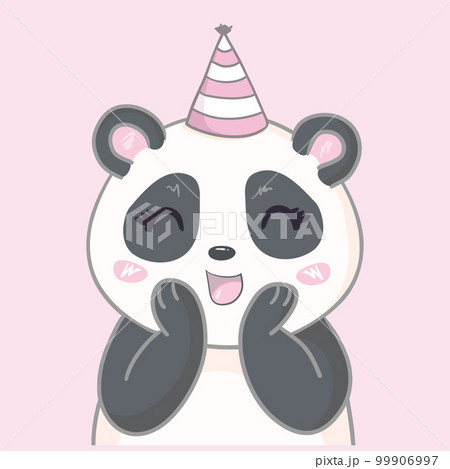 Birthday panda with gift box and balloon. 99906997