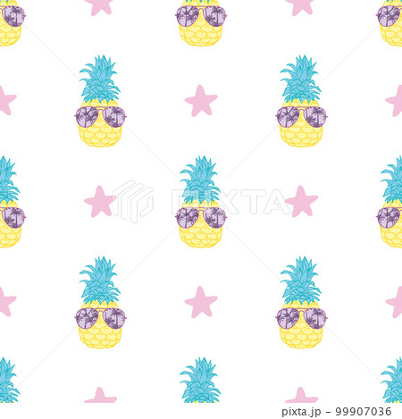 Set of geomterical yellow summer and fruit seamless patterns. 99907036