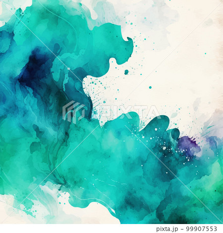 Realistic sea blue watercolor texture on white background - Vector illustration 99907553
