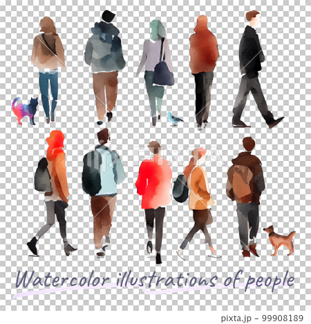 Illustration material: Watercolor illustration set of people in gentle colors 99908189