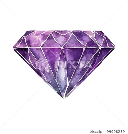 Vector pink purple diamond crystal. Watercolor illustration. Vector pink purple diamond crystal. Watercolor illustration. 99908239