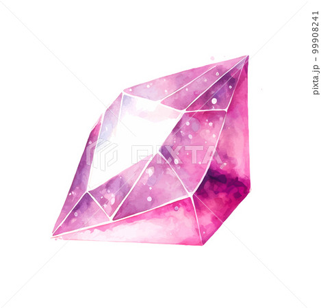 Vector pink purple diamond crystal. Watercolor illustration. Vector pink purple diamond crystal. Watercolor illustration. 99908241