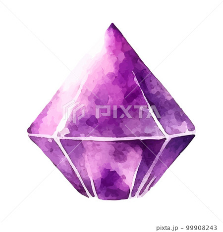 Vector pink purple diamond crystal. Watercolor illustration. Vector pink purple diamond crystal. Watercolor illustration. 99908243