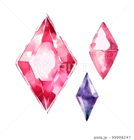 Vector pink purple diamond crystal. Watercolor illustration. Vector pink purple diamond crystal. Watercolor illustration. 99908247