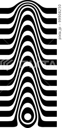 Liquified letter I, 3d striped sign, optical illusion font for opart style logo and monogram. Vector typographic design 99908250