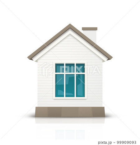 realistic small house front view on white 99909093