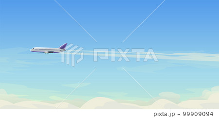 modern airplane side view flying above clouds 99909094