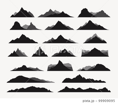 grey color silhouettes of mountains in set 99909095