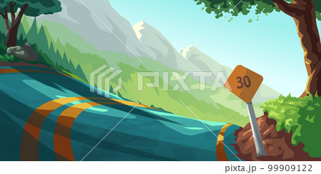 a beautiful view on road with mountains 99909122