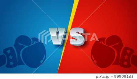Vector illustration of a metallic vs letters and two boxing gloves on bright background. Letters VS from metal on bright background. Versus. 99909133