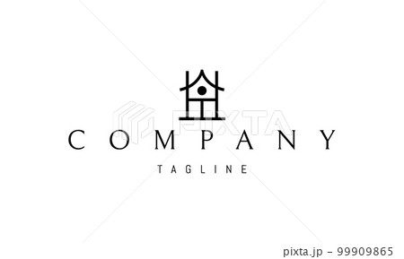 Vector logo on which an abstract image of a house on a farm. 99909865