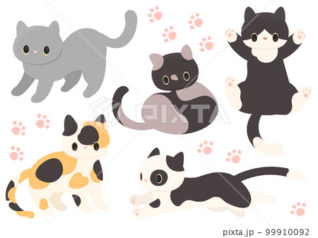いろいろな猫と足跡セット 99910092