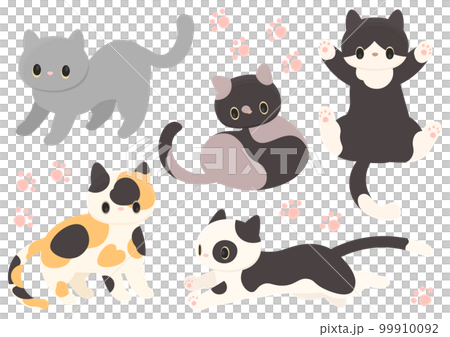 いろいろな猫と足跡セット 99910092