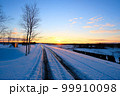 冬の釧路湿原に沈む夕日 釧路町岩保木水門 99910098