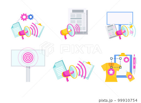 Advertising and promotion icons set. Promotion strategy. Digital Marketing. 99910754