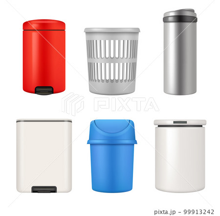 Garbage basket. Realistic set of containers for garbage decent vector picture set 99913242