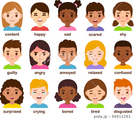 Cartoon children with different emotions 99913263