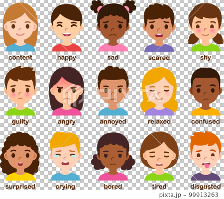 Cartoon children with different emotions 99913263