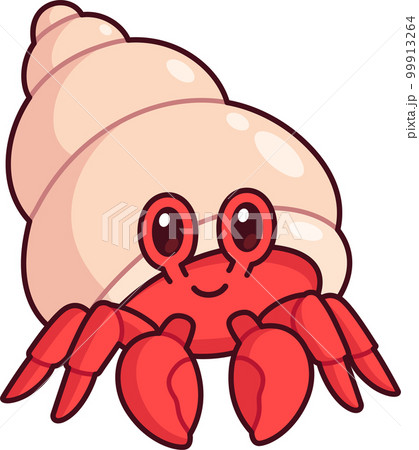 Cute cartoon hermit crab drawing 99913264