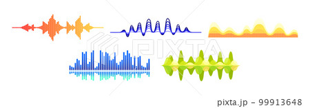 Sound Waves and Audio Digital Equalizer Curve with Amplitude Vector Set Sound Waves and Audio Digital Equalizer Curve with Amplitude Vector Set 99913648