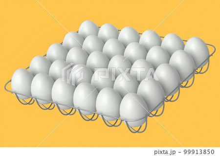 Farm raw organic white sugar-coated eggs for morning breakfast in metal tray Farm raw organic white sugar-coated eggs for morning breakfast in metal tray 99913850