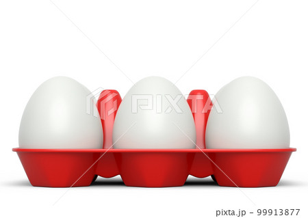 Farm raw organic white sugar-coated eggs for morning breakfast in plastic tray 99913877