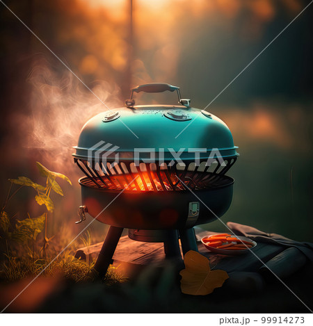 AI generated Barbecue grill in the forest at sunset. Picnic in nature AI generated Barbecue grill in the forest at sunset. Picnic in nature 99914273