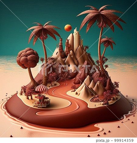 chocolate milk island with cream and popcorn 99914359