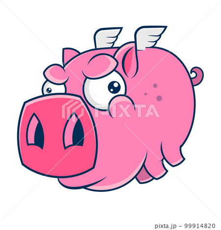 Fantasy doodle design template with pig with wings. Fantasy doodle design template with pig with wings. 99914820